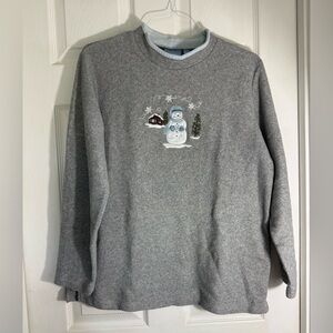 Croft & Barrow Gray Sweater with Snowman Women’s Christmas sweater Size Large
